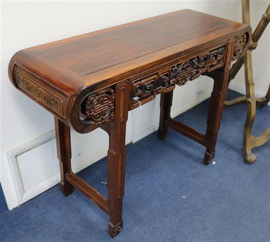 A Chinese carved hardwood altar table W.117cm